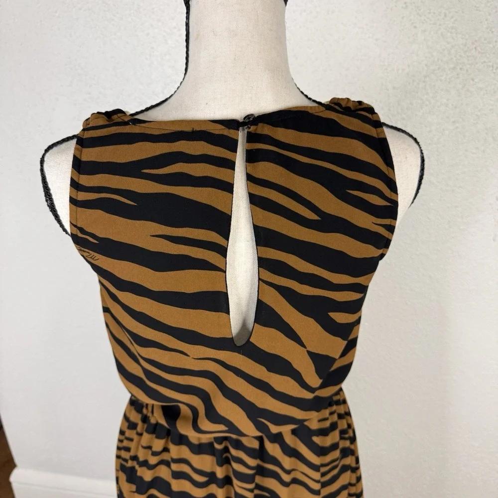 Michael Kors Women's Tiger Strip Summer Dress Size Xs Black Brown‎